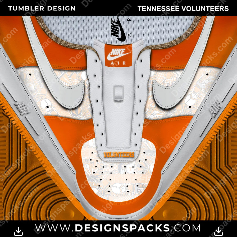 College Sport Nike AF1 No Laces Tennessee Volunteers NCAA College Sport Tumbler Digital Wrap Design Download