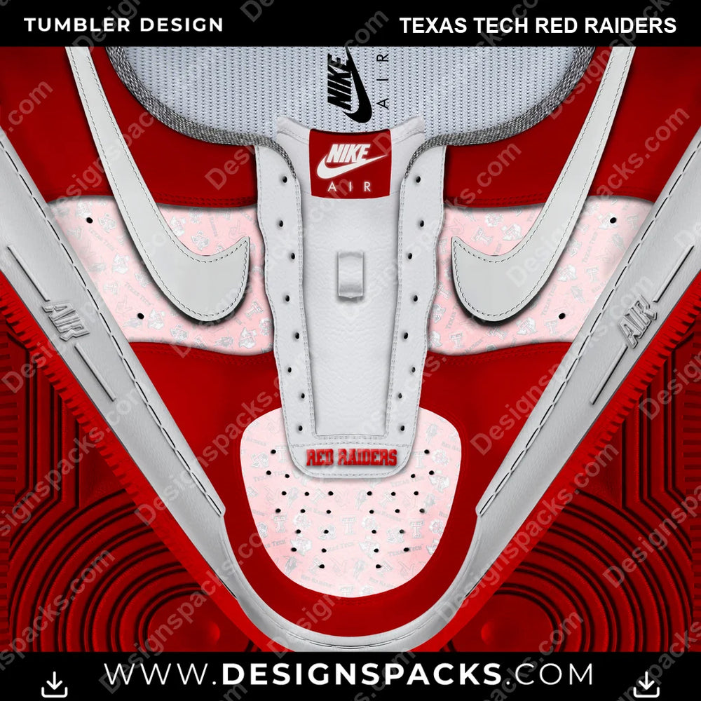 College Sport Nike AF1 No Laces Texas Tech Red Raiders NCAA College Sport Tumbler Digital Wrap Design Download