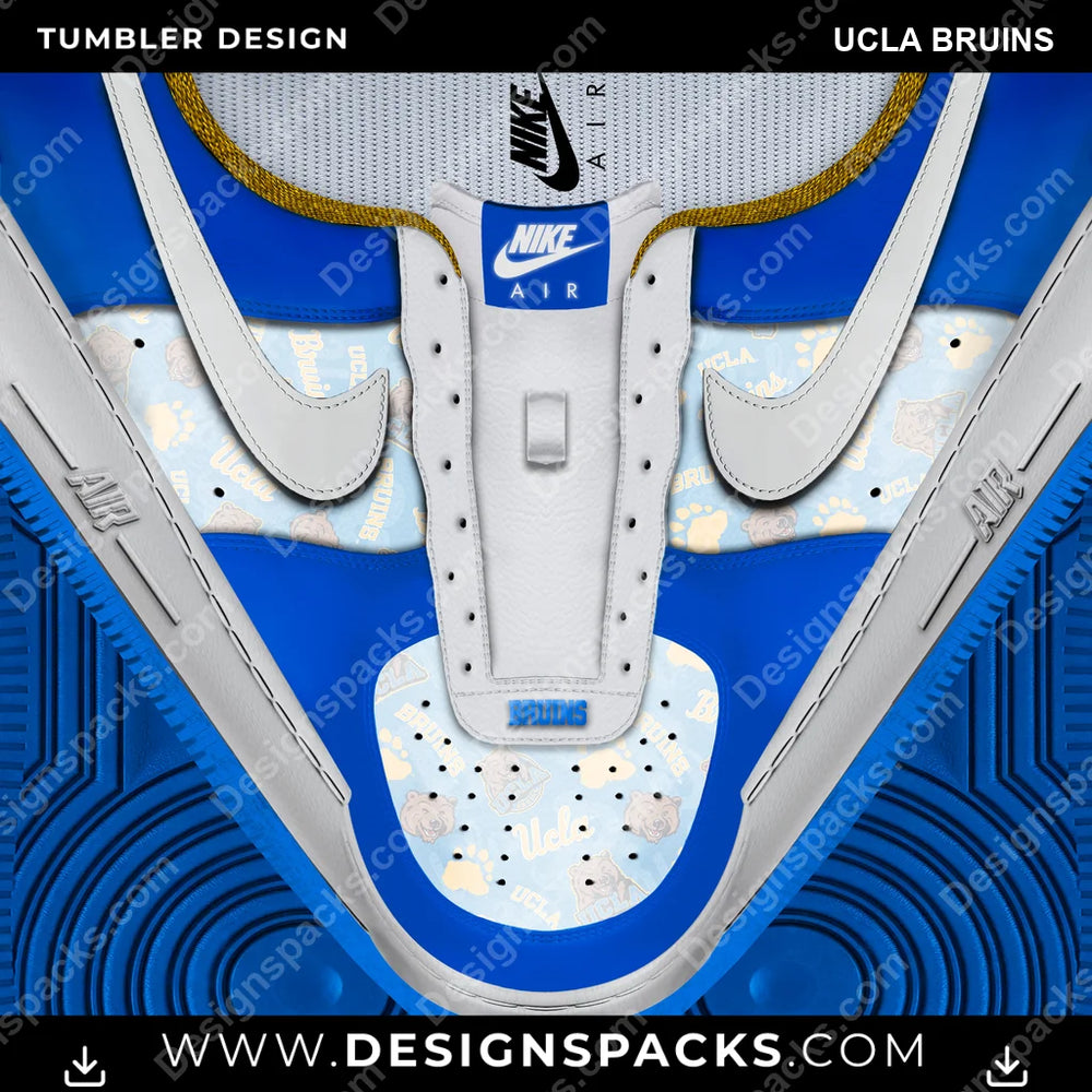 College Sport Nike AF1 No Laces UCLA Bruins NCAA College Sport Tumbler Digital Wrap Design Download