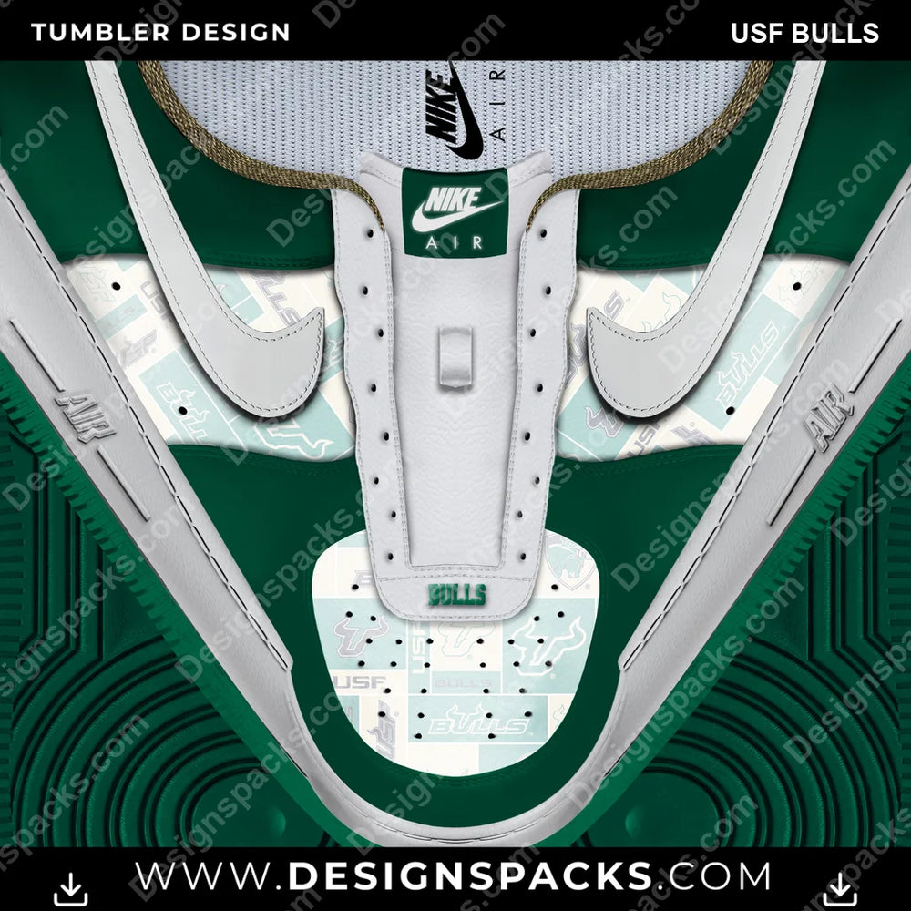 College Sport Nike AF1 No Laces USF Bulls NCAA College Sport Tumbler Digital Wrap Design Download
