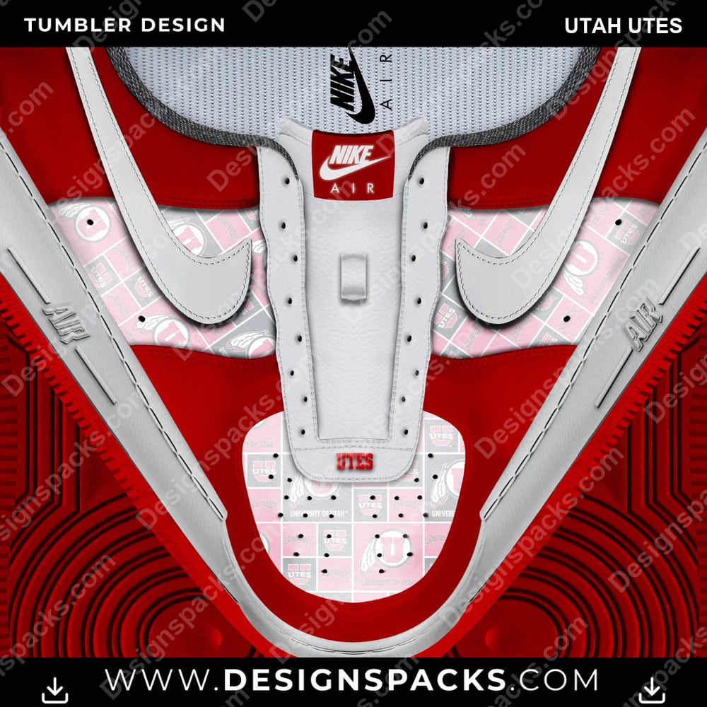 College Sport Nike AF1 No Laces Utah Utes NCAA College Sport Tumbler Digital Wrap Design Download