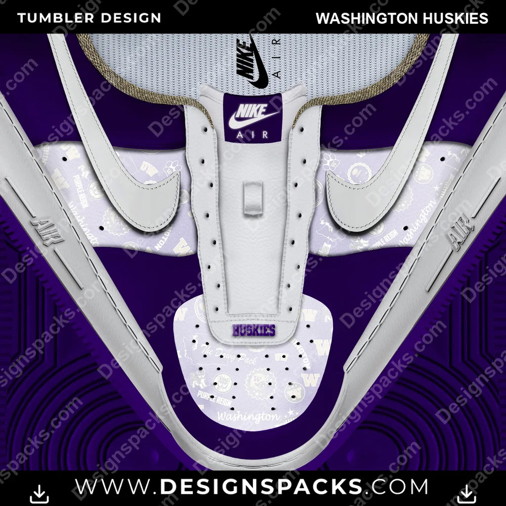 College Sport Nike AF1 No Laces Washington Huskies NCAA College Sport Tumbler Digital Wrap Design Download