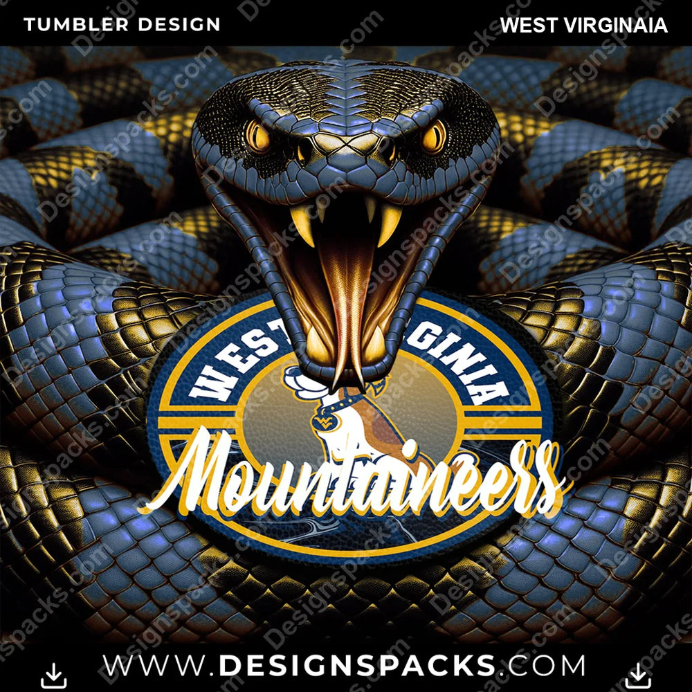 College Sport Rattle Snake West Virginaia NCAA College Sport Tumbler Digital Wrap Design Download