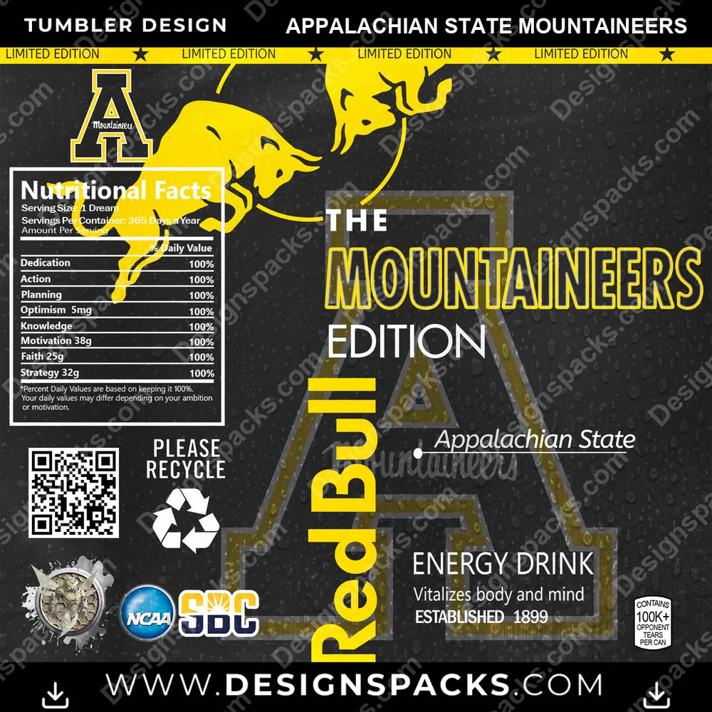 College Sport Red Bull Appalachian State Mountaineers NCAA College Sport Tumbler Digital Wrap Design Download