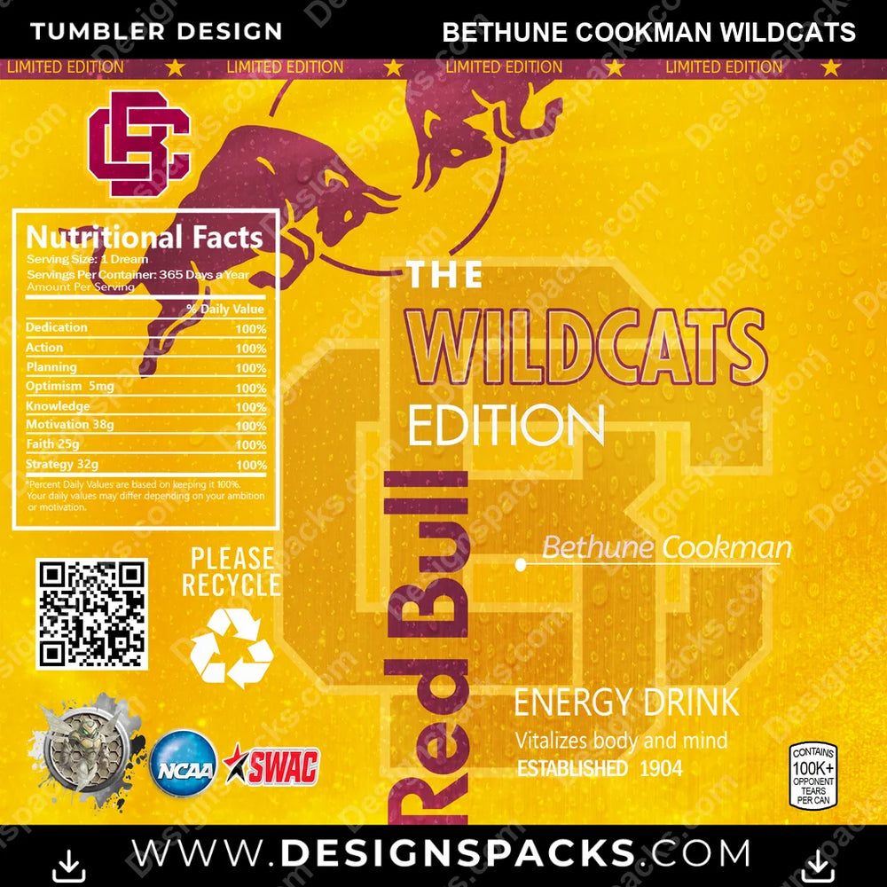 College Sport Red Bull Bethune Cookman Wildcats NCAA College Sport Tumbler Digital Wrap Design Download