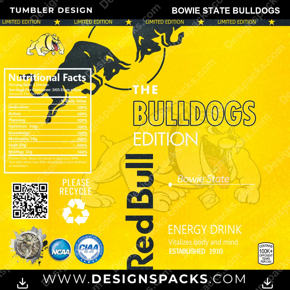 College Sport Red Bull Bowie State Bulldogs NCAA College Sport Tumbler Digital Wrap Design Download