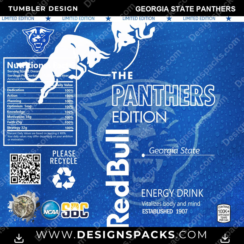 College Sport Red Bull Georgia State Panthers NCAA College Sport Tumbler Digital Wrap Design Download