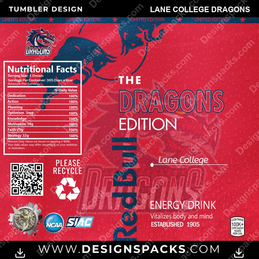 College Sport Red Bull Lane College Dragons NCAA College Sport Tumbler Digital Wrap Design Download