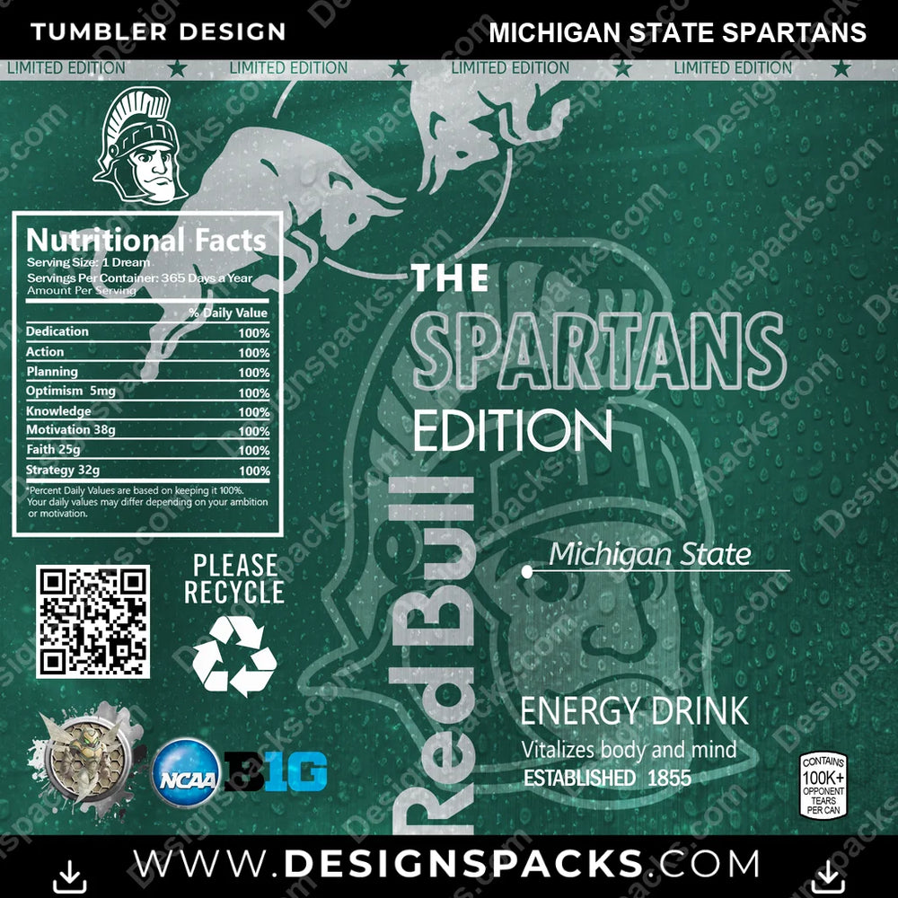 College Sport Red Bull Michigan State Spartans NCAA College Sport Tumbler Digital Wrap Design Download