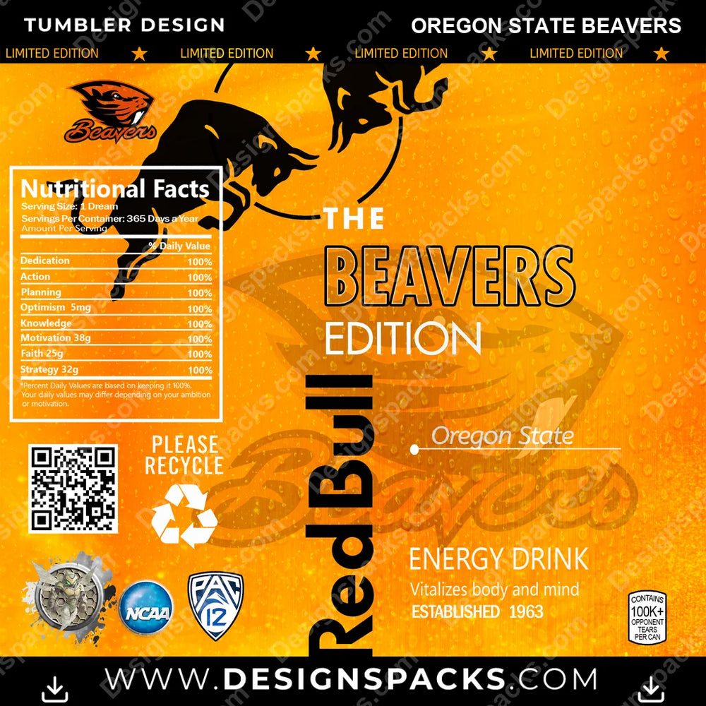 College Sport Red Bull Oregon State Beavers NCAA College Sport Tumbler Digital Wrap Design Download