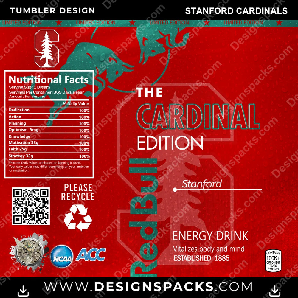 College Sport Red Bull Stanford Cardinals NCAA College Sport Tumbler Digital Wrap Design Download