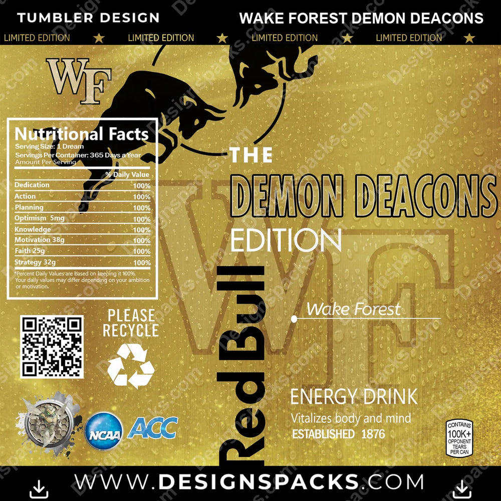 College Sport Red Bull Wake Forest Demon Deacons NCAA College Sport Tumbler Digital Wrap Design Download