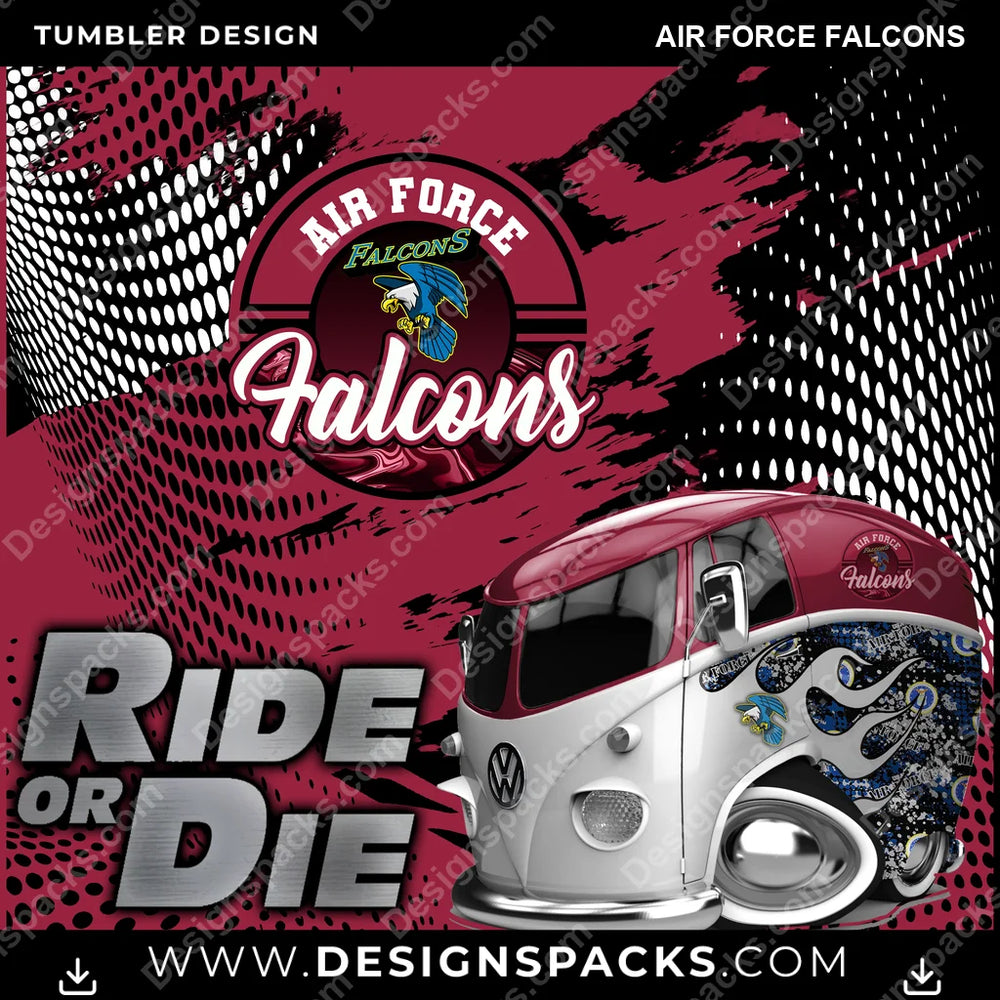 College Sport Ride or Die Air Force Falcons NCAA College Sport Tumbler Digital Wrap Design Download