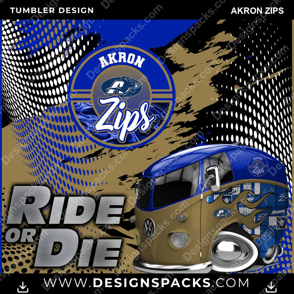 College Sport Ride or Die Akron Zips NCAA College Sport Tumbler Digital Wrap Design Download