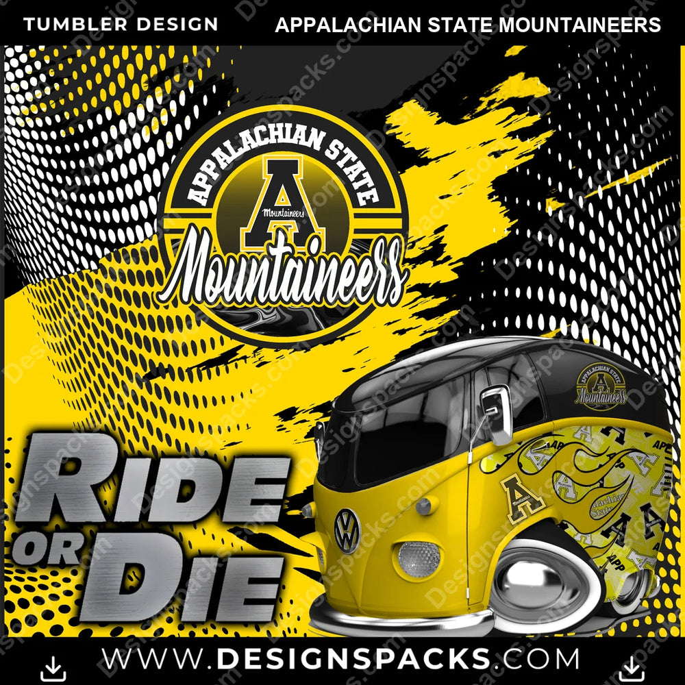 College Sport Ride or Die Appalachian State Mountaineers NCAA College Sport Tumbler Digital Wrap Design Download