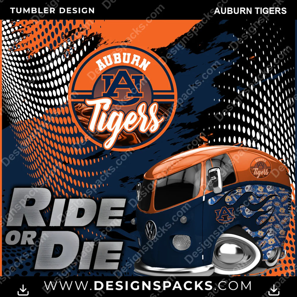 College Sport Ride or Die Auburn Tigers NCAA College Sport Tumbler Digital Wrap Design Download