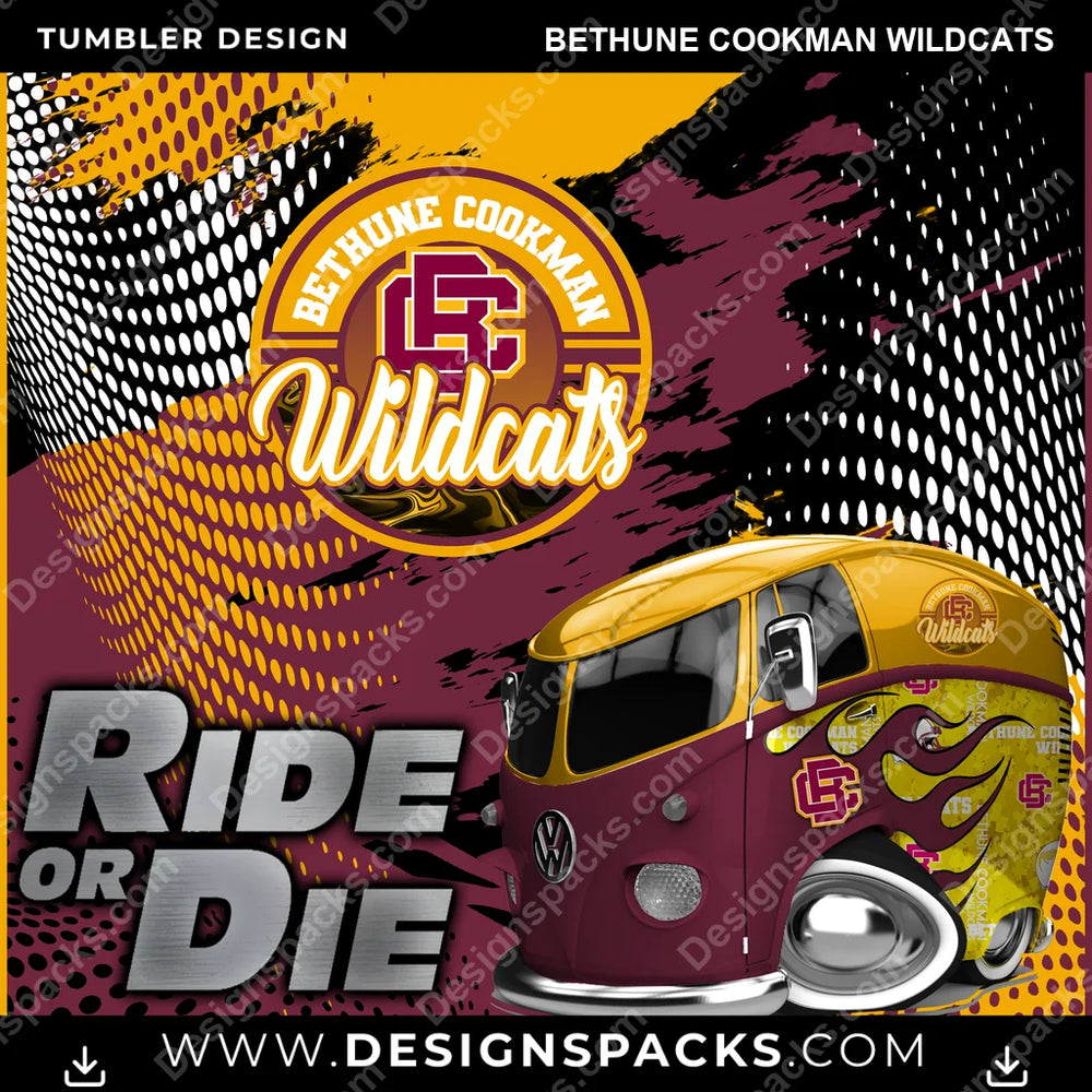 College Sport Ride or Die Bethune Cookman Wildcats NCAA College Sport Tumbler Digital Wrap Design Download