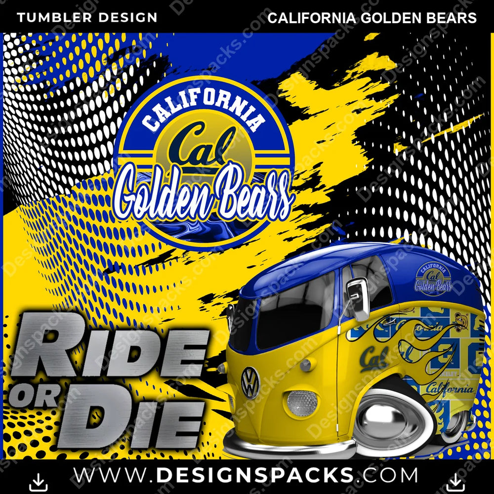College Sport Ride or Die California Golden Bears NCAA College Sport Tumbler Digital Wrap Design Download