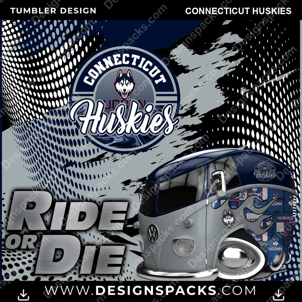 College Sport Ride or Die Connecticut Huskies NCAA College Sport Tumbler Digital Wrap Design Download
