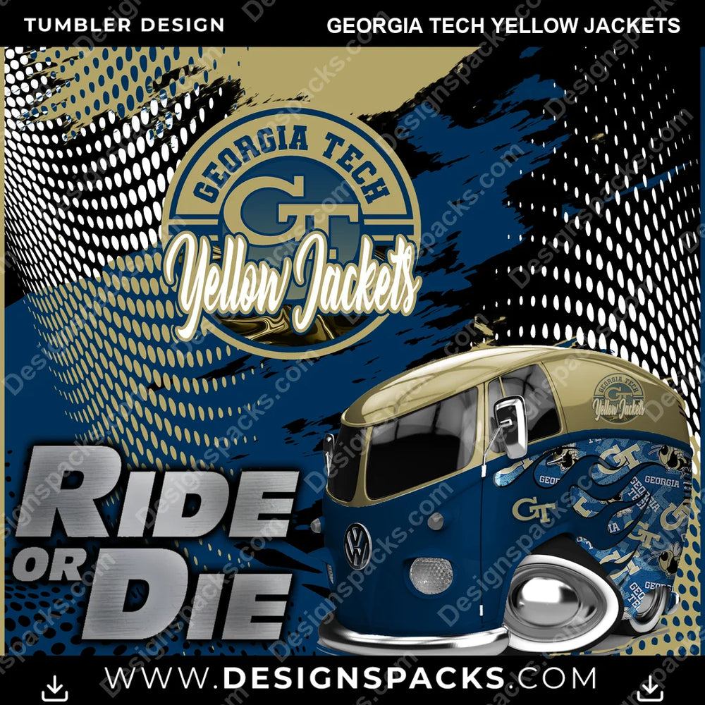 College Sport Ride or Die Georgia Tech Yellow Jackets NCAA College Sport Tumbler Digital Wrap Design Download