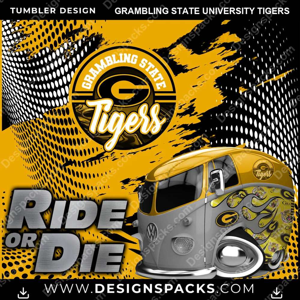 College Sport Ride or Die Grambling State University Tigers NCAA College Sport Tumbler Digital Wrap Design Download
