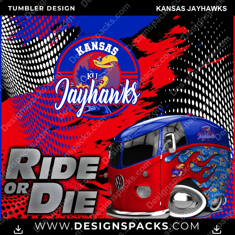 College Sport Ride or Die Kansas Jayhawks NCAA College Sport Tumbler Digital Wrap Design Download