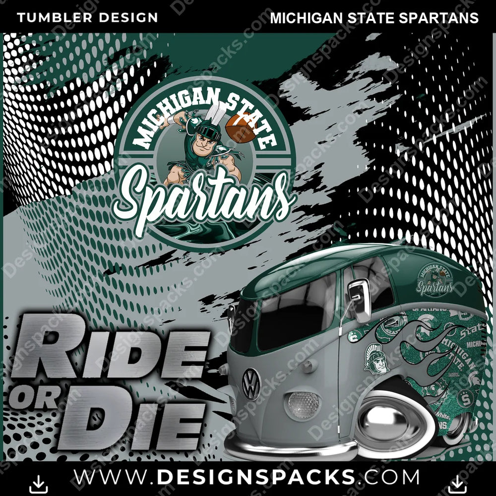 College Sport Ride or Die Michigan State Spartans NCAA College Sport Tumbler Digital Wrap Design Download