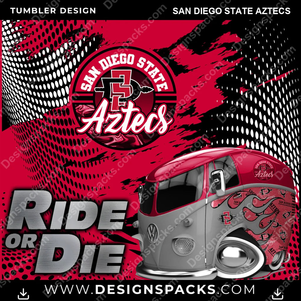 College Sport Ride or Die San Diego State Aztecs NCAA College Sport Tumbler Digital Wrap Design Download