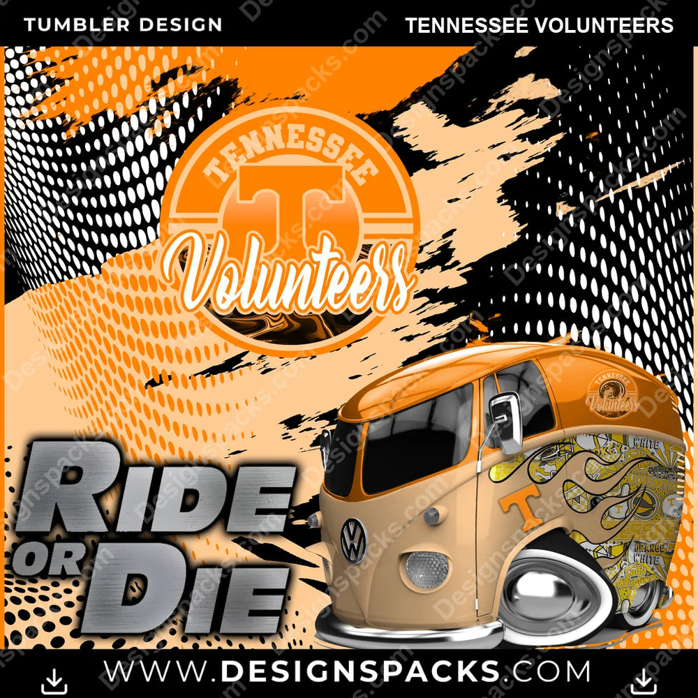 College Sport Ride or Die Tennessee Volunteers NCAA College Sport Tumbler Digital Wrap Design Download