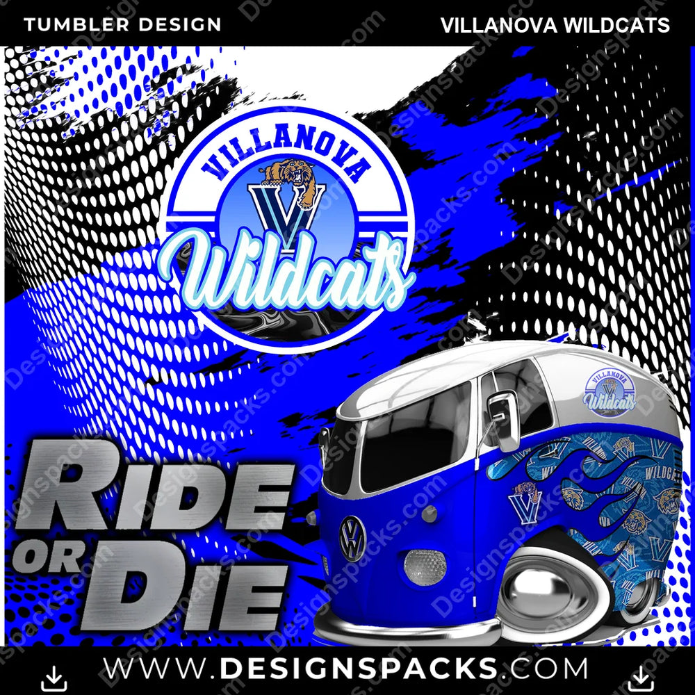 College Sport Ride or Die Villanova Wildcats NCAA College Sport Tumbler Digital Wrap Design Download