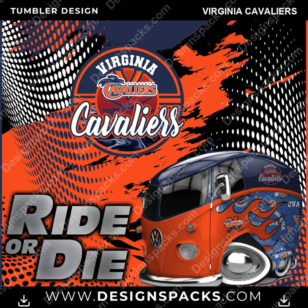 College Sport Ride or Die Virginia Cavaliers NCAA College Sport Tumbler Digital Wrap Design Download