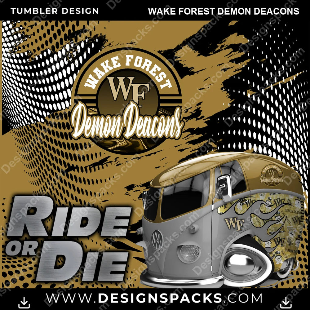 College Sport Ride or Die Wake Forest Demon Deacons NCAA College Sport Tumbler Digital Wrap Design Download
