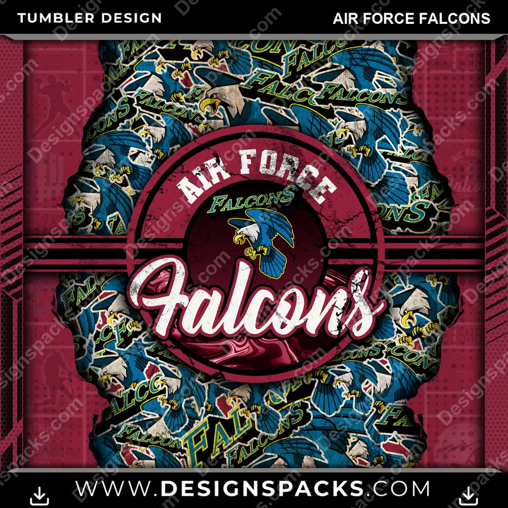 College Sport Ripped Air Force Falcons NCAA College Sport Tumbler Digital Wrap Design Download