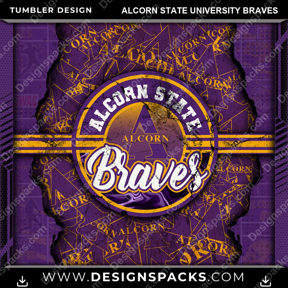 College Sport Ripped Alcorn State University Braves NCAA College Sport Tumbler Digital Wrap Design Download