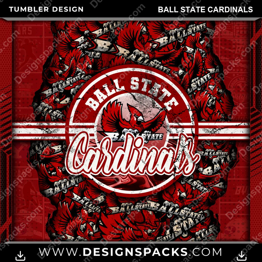 College Sport Ripped Ball State Cardinals NCAA College Sport Tumbler Digital Wrap Design Download