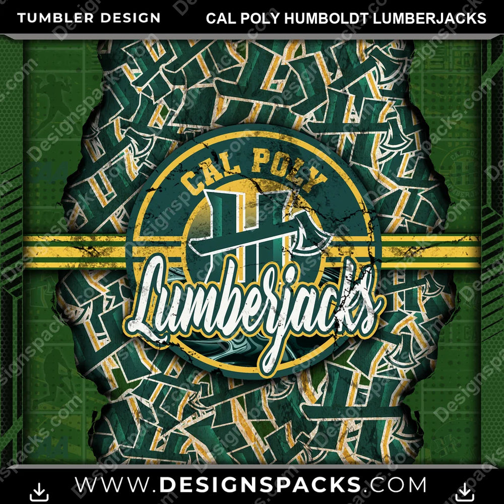 College Sport Ripped Cal Poly Humboldt Lumberjacks NCAA College Sport Tumbler Digital Wrap Design Download