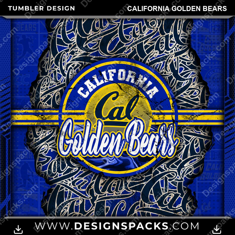 College Sport Ripped California Golden Bears NCAA College Sport Tumbler Digital Wrap Design Download