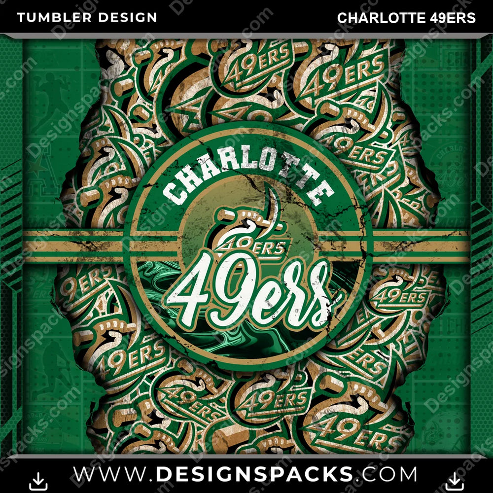 College Sport Ripped Charlotte 49ers NCAA College Sport Tumbler Digital Wrap Design Download