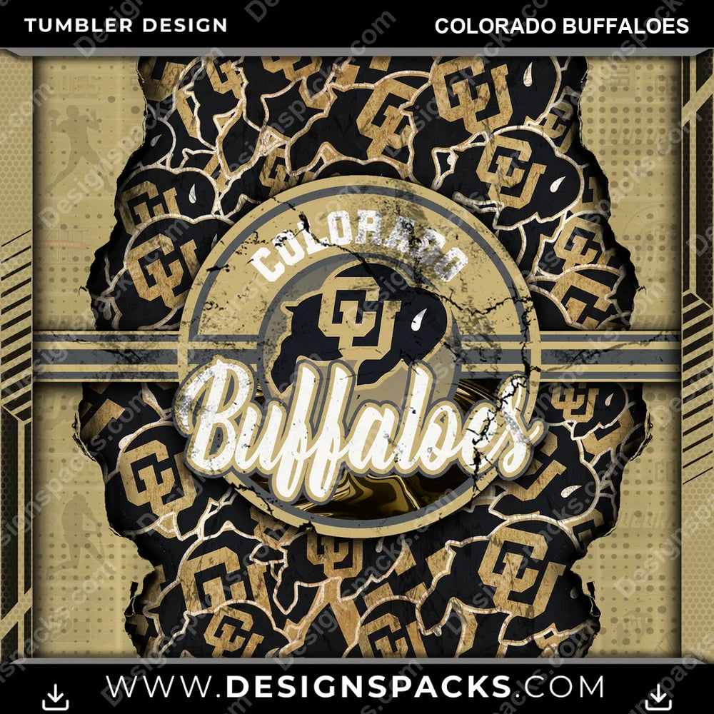 College Sport Ripped Colorado Buffaloes NCAA College Sport Tumbler Digital Wrap Design Download