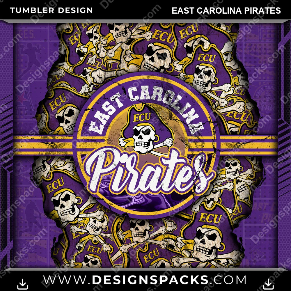 College Sport Ripped East Carolina Pirates NCAA College Sport Tumbler Digital Wrap Design Download