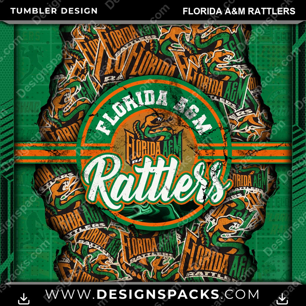 College Sport Ripped Florida A&M Rattlers NCAA College Sport Tumbler Digital Wrap Design Download