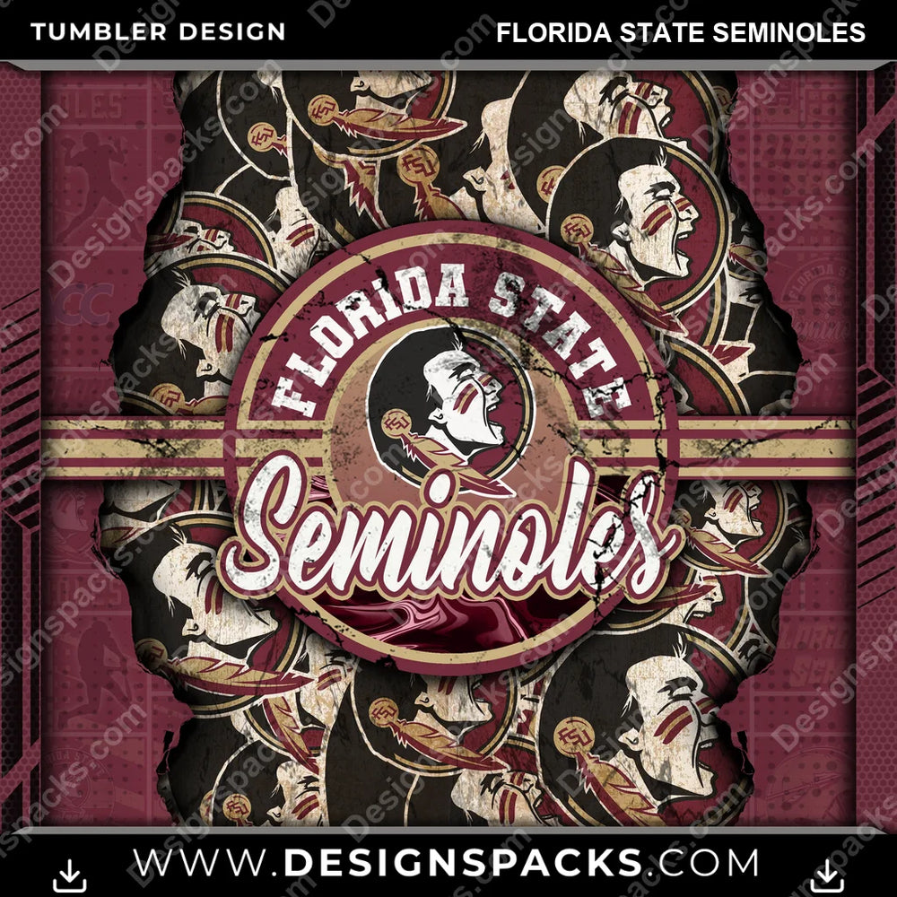 College Sport Ripped Florida State Seminoles NCAA College Sport Tumbler Digital Wrap Design Download
