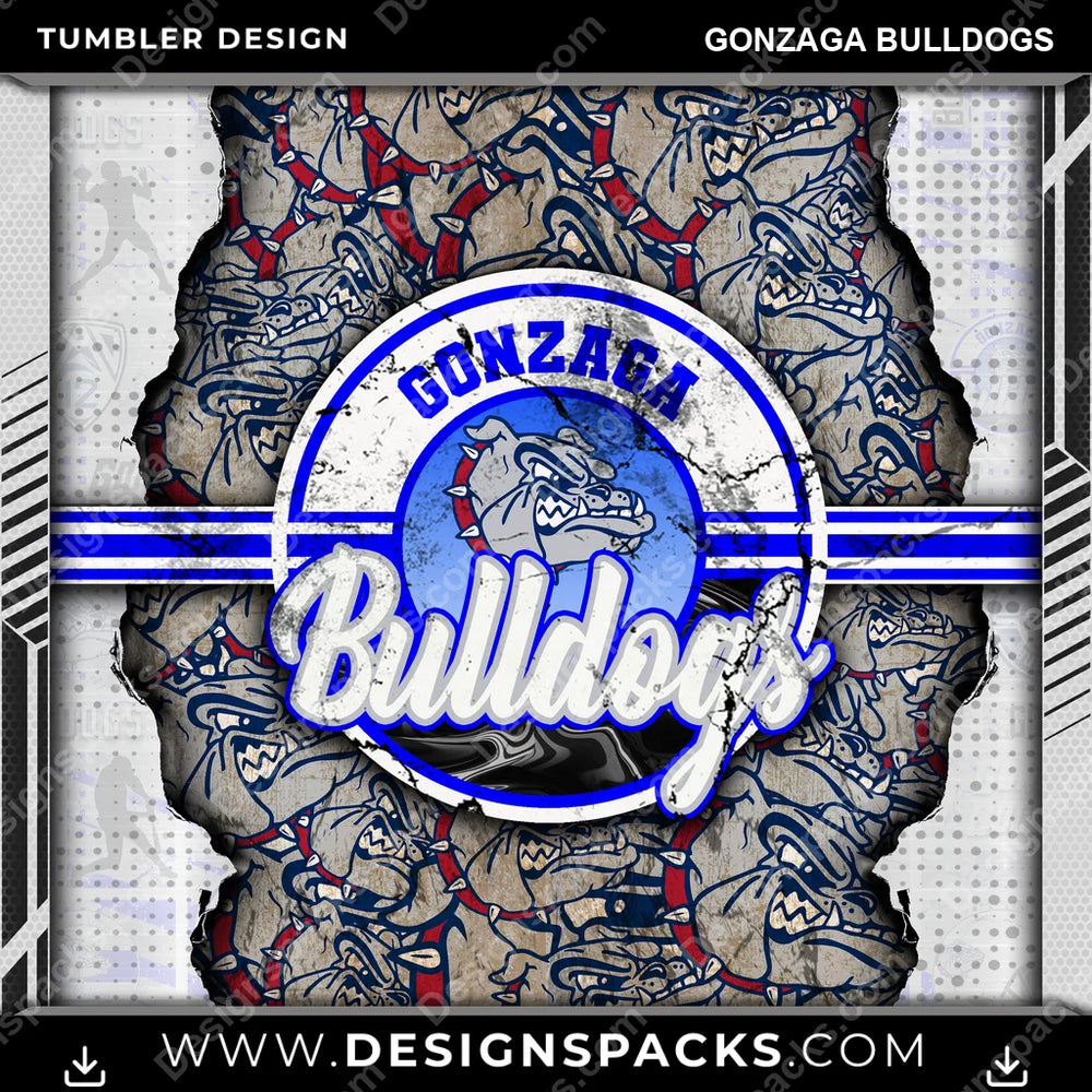 College Sport Ripped Gonzaga Bulldogs NCAA College Sport Tumbler Digital Wrap Design Download
