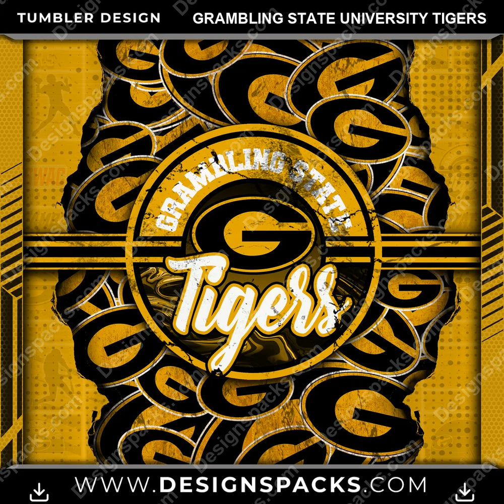 College Sport Ripped Grambling State University Tigers NCAA College Sport Tumbler Digital Wrap Design Download