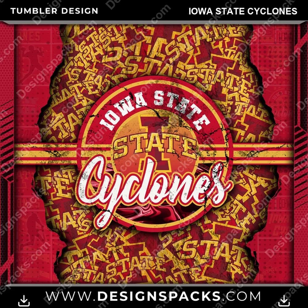 College Sport Ripped Iowa State Cyclones NCAA College Sport Tumbler Digital Wrap Design Download