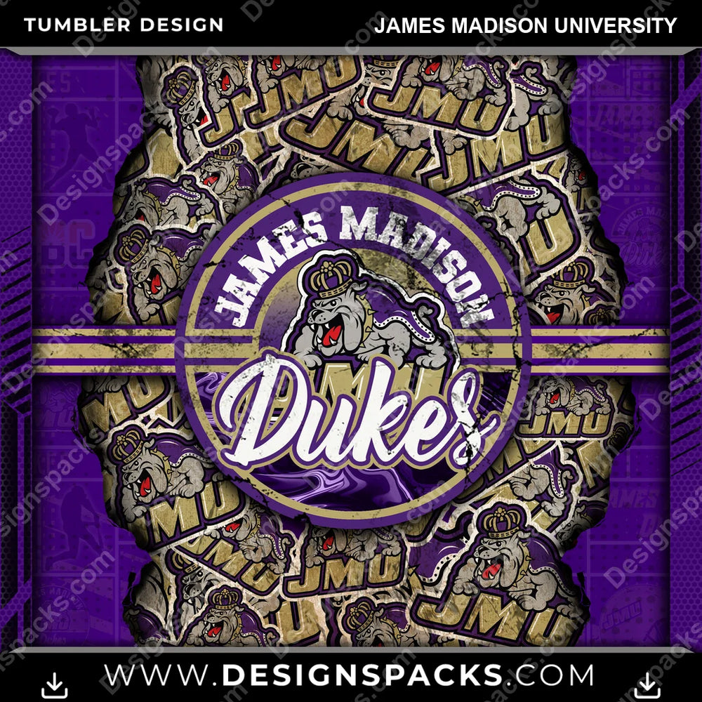 College Sport Ripped James Madison University NCAA College Sport Tumbler Digital Wrap Design Download