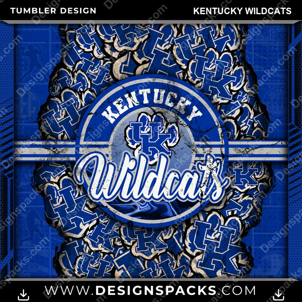 College Sport Ripped Kentucky Wildcats NCAA College Sport Tumbler Digital Wrap Design Download