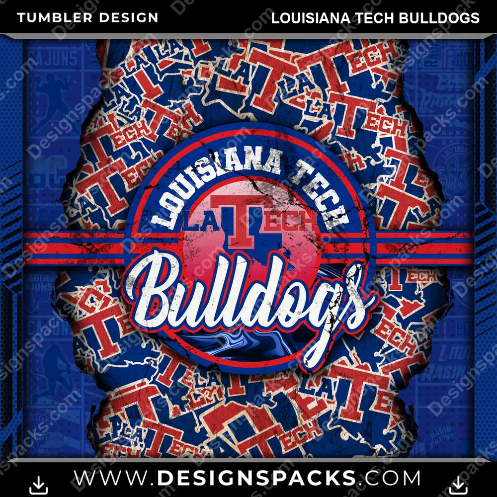 College Sport Ripped Louisiana Tech Bulldogs NCAA College Sport Tumbler Digital Wrap Design Download