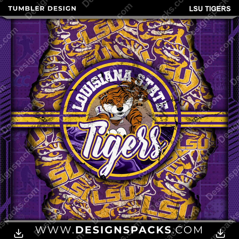 College Sport Ripped LSU Tigers NCAA College Sport Tumbler Digital Wrap Design Download