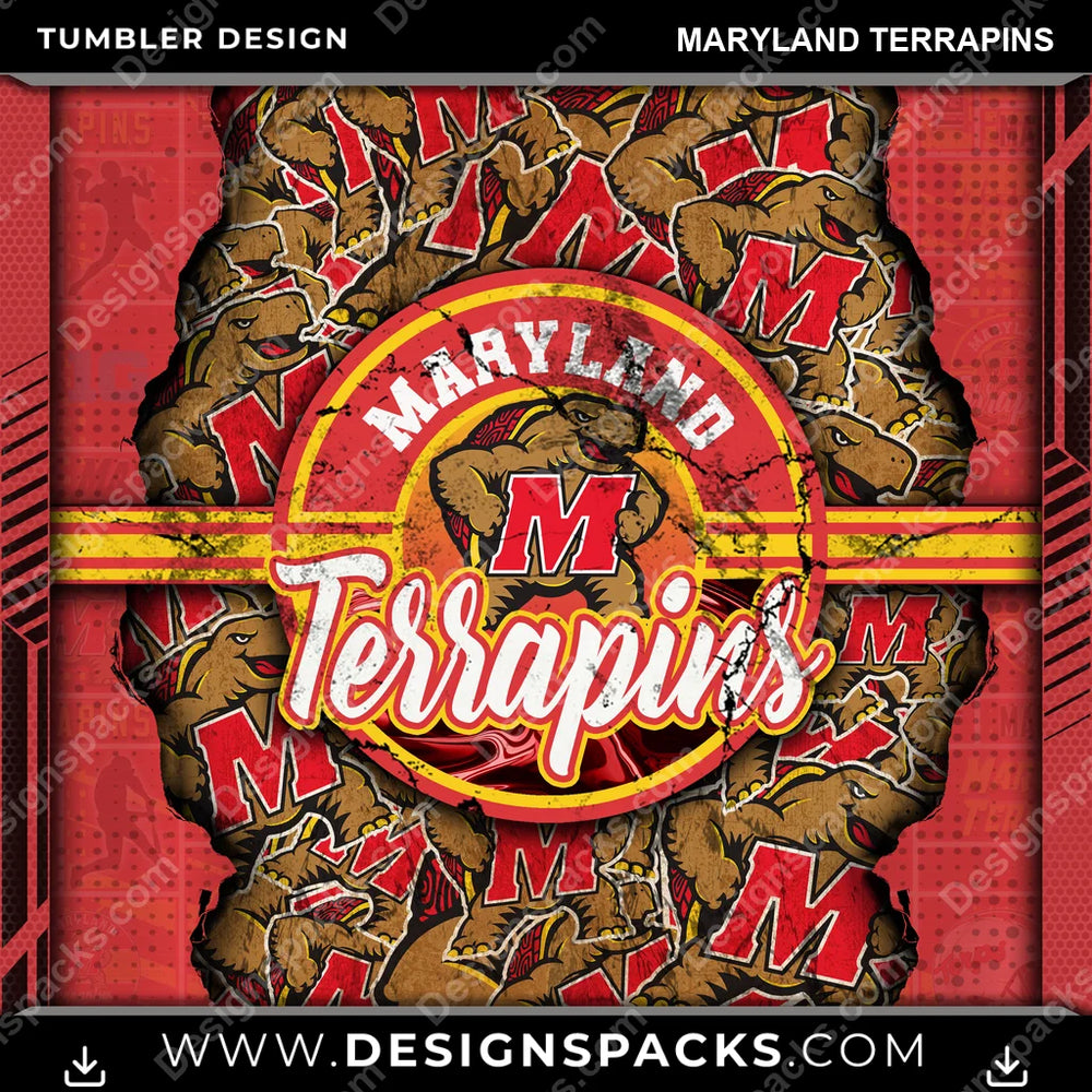 College Sport Ripped Maryland Terrapins NCAA College Sport Tumbler Digital Wrap Design Download